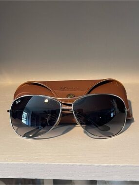 Ray-Ban Silver Frame Sunglasses with Dark Gray Lenses
